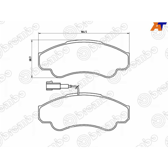 Колодки тормозные перед PEUGEOT BOXER 02-/CITROEN JUMPER 02-/FIAT DUCATO 02- BREMBO