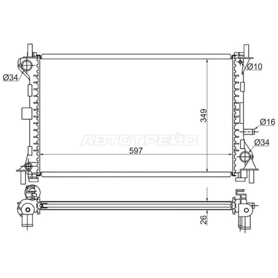 Радиатор FORD FOCUS 1.6/1.8/2.0 98-04 HOSU