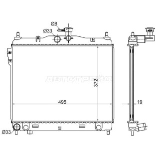 Радиатор HYUNDAI GETZ  1.1/1.3/1.4/1.6 02-(трубчатый) SAT