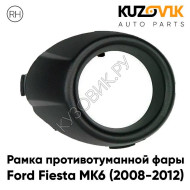 Рамка противотуманной фары правая Ford Fiesta MK6 (2008-2012) черная KUZOVIK