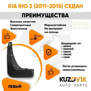 Брызговик задний левый Kia Rio 3 (2011-2015) седан KUZOVIK Брызговик задний левый Kia Rio 3 (2011-2015) седан KUZOVIK